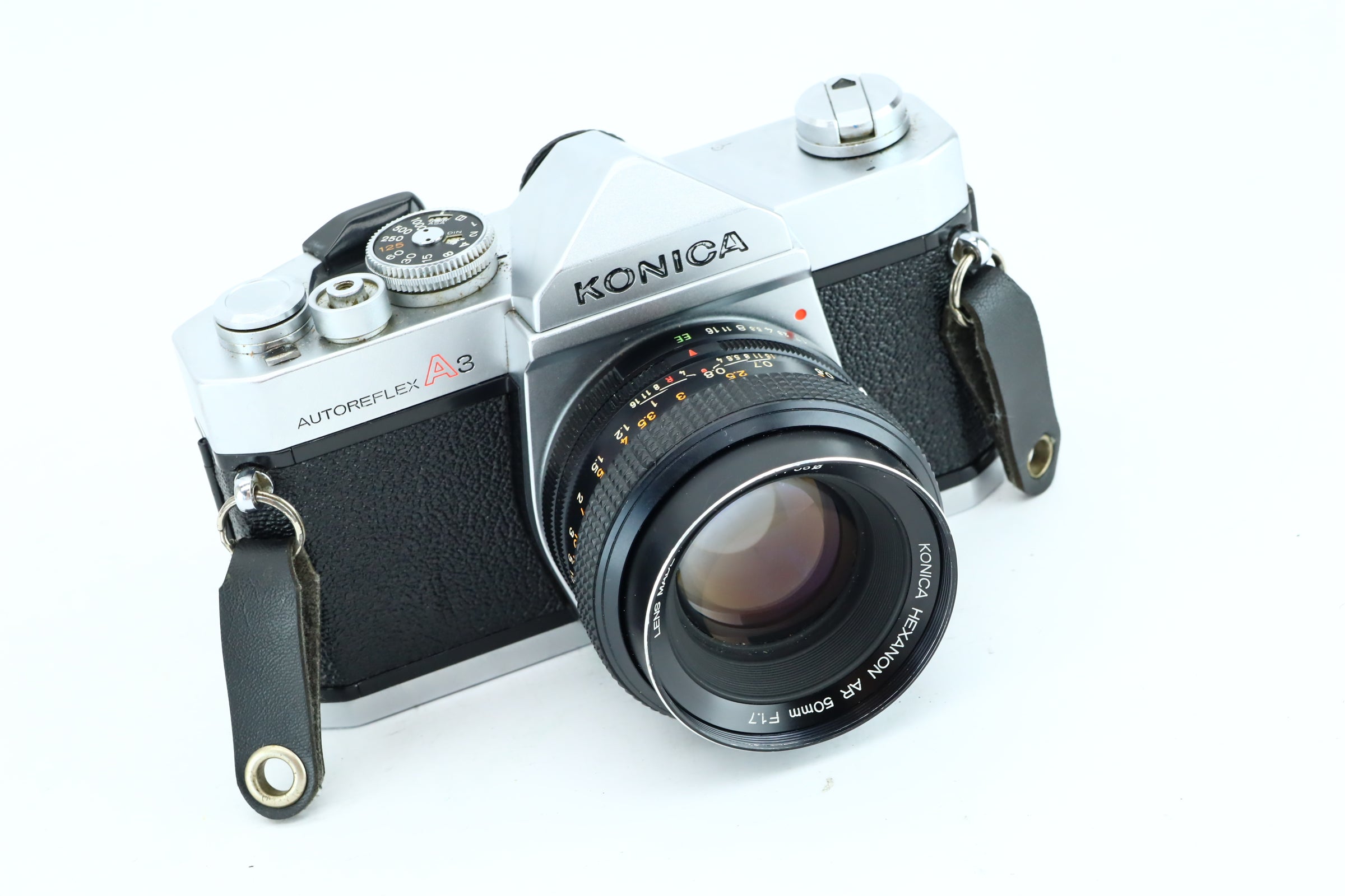 Konica Autoreflex A3 SLR 35mm film on sale camera w/Hexanon AR 50mm f 1.7 lens