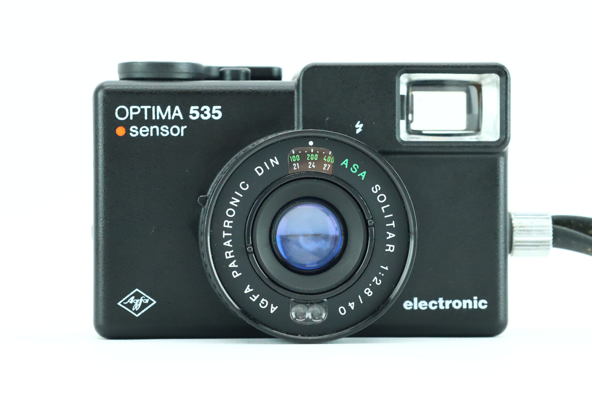 Agfa Optima 535 electrónica con lente ASA Solitar 1:2.8/40